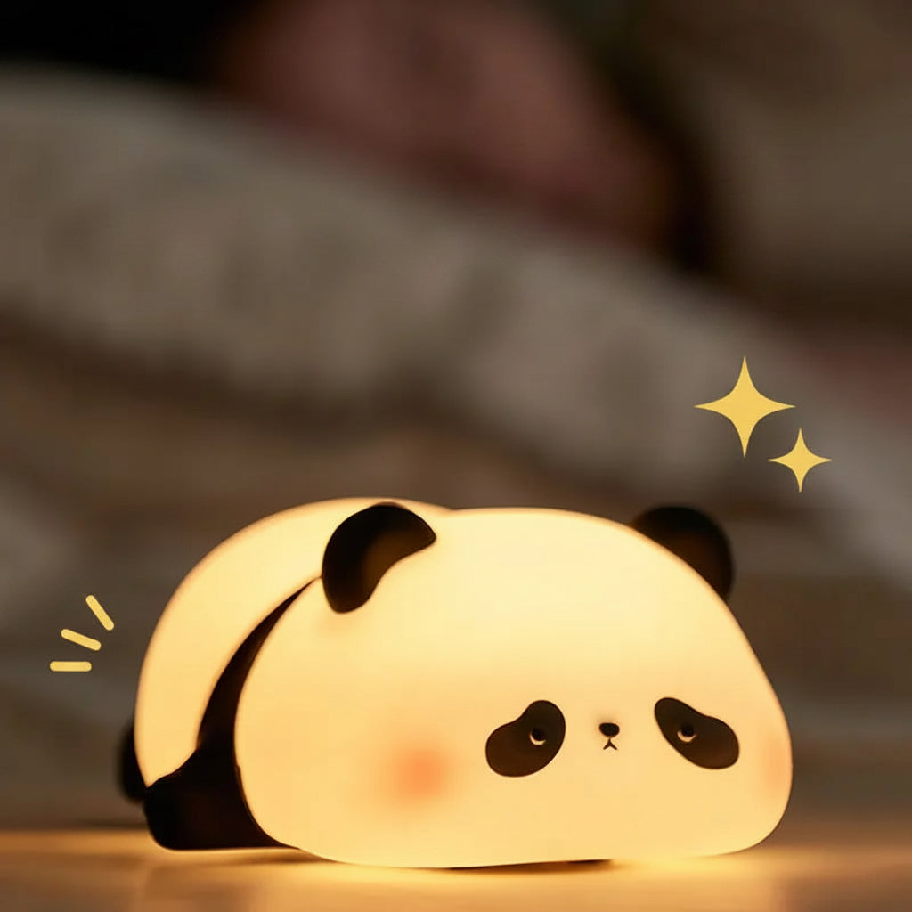 Cute Panda Silicone Night Light for Kids Bedroom - Safe Soft Silicone, 3-Level Dimmable, 30-Min Timer, Rechargeable Bedside Lamp for Nursery, Toddlers, Adults, Cute Animal Decor