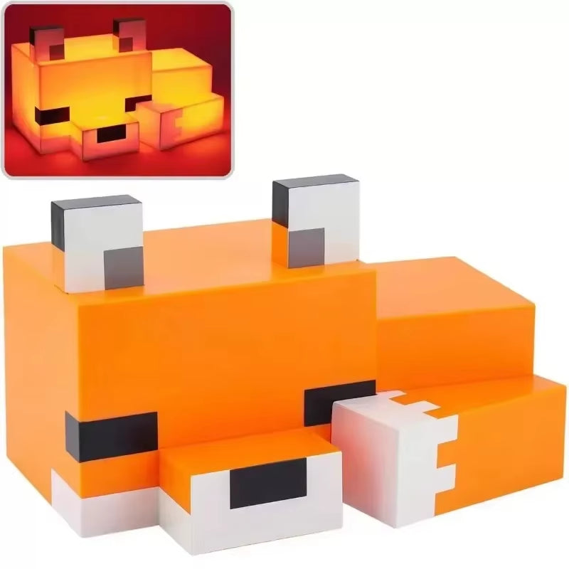 MC Game Cute Fox Night Light Soft Orange Glow Desk Lamp Home Atmosphere Luminous Table Lamp for Playrooms or Children' Bedrooms