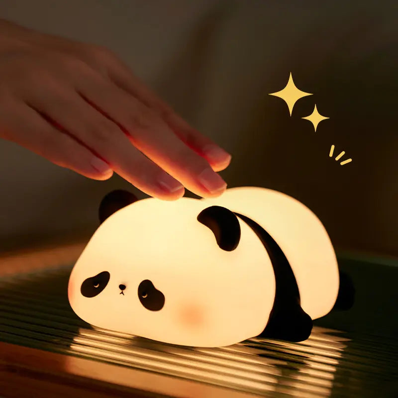 Cute Panda Silicone Night Light for Kids Bedroom - Safe Soft Silicone, 3-Level Dimmable, 30-Min Timer, Rechargeable Bedside Lamp for Nursery, Toddlers, Adults, Cute Animal Decor