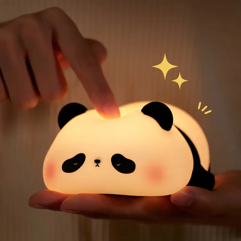 Cute Panda Silicone Night Light for Kids Bedroom - Safe Soft Silicone, 3-Level Dimmable, 30-Min Timer, Rechargeable Bedside Lamp for Nursery, Toddlers, Adults, Cute Animal Decor