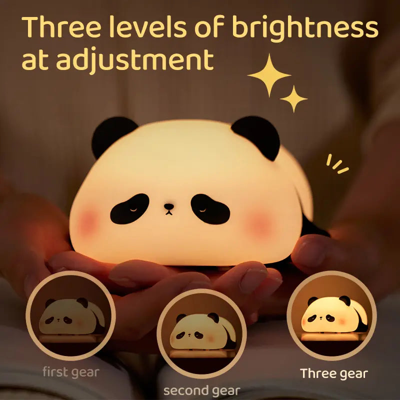 Cute Panda Silicone Night Light for Kids Bedroom - Safe Soft Silicone, 3-Level Dimmable, 30-Min Timer, Rechargeable Bedside Lamp for Nursery, Toddlers, Adults, Cute Animal Decor