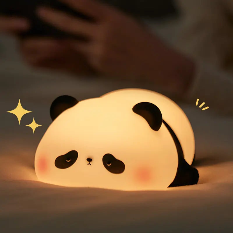 Cute Panda Silicone Night Light for Kids Bedroom - Safe Soft Silicone, 3-Level Dimmable, 30-Min Timer, Rechargeable Bedside Lamp for Nursery, Toddlers, Adults, Cute Animal Decor