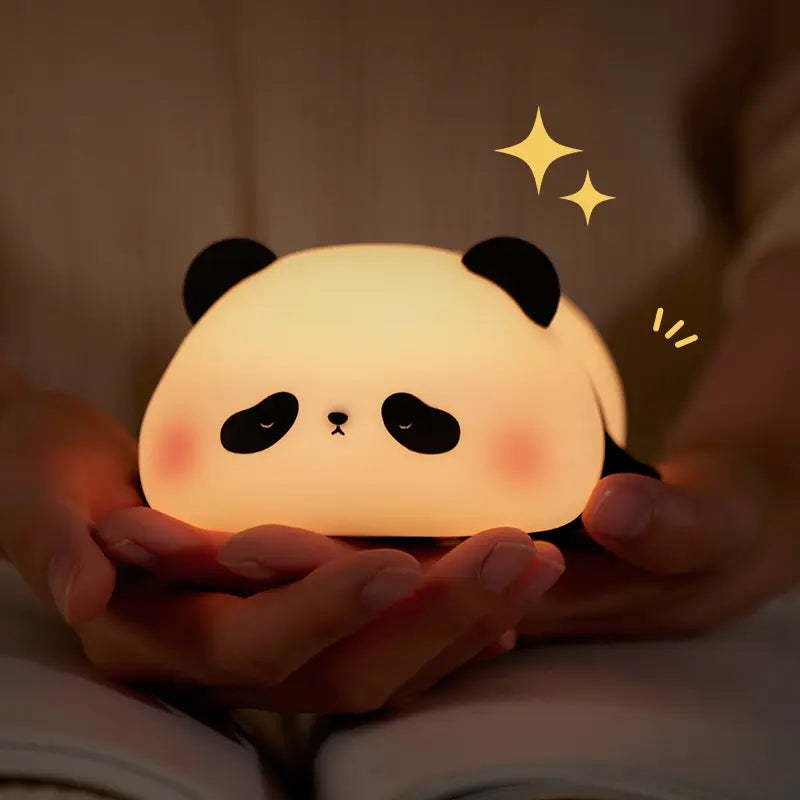 Cute Panda Silicone Night Light for Kids Bedroom - Safe Soft Silicone, 3-Level Dimmable, 30-Min Timer, Rechargeable Bedside Lamp for Nursery, Toddlers, Adults, Cute Animal Decor