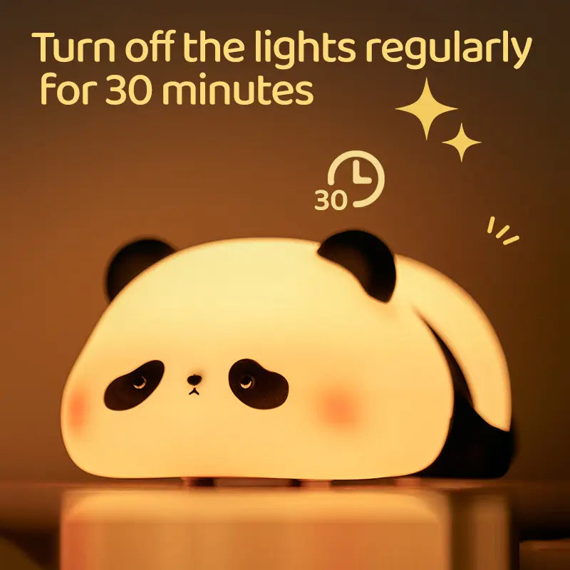 Cute Panda Silicone Night Light for Kids Bedroom - Safe Soft Silicone, 3-Level Dimmable, 30-Min Timer, Rechargeable Bedside Lamp for Nursery, Toddlers, Adults, Cute Animal Decor